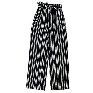 H&M Black And White Stripe paper bag pants preppy 80s